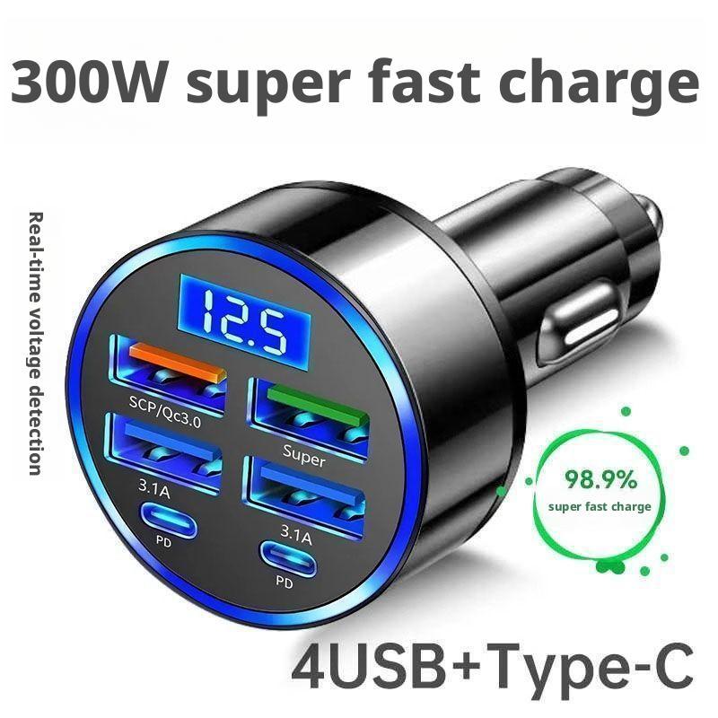 Usb C Hub - Chargeur de voiture PD 300W, 6